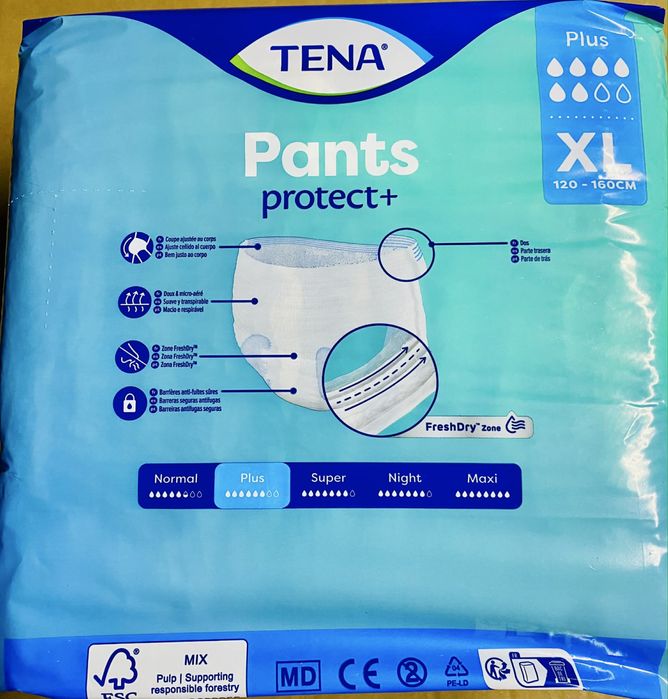 Pieluchomajtki Tena Pants protect Plus XL  8*12 sztuk