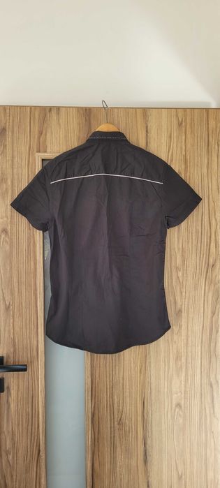 Czarna męska koszula slim fit dopasowana bawełna Smog, r M