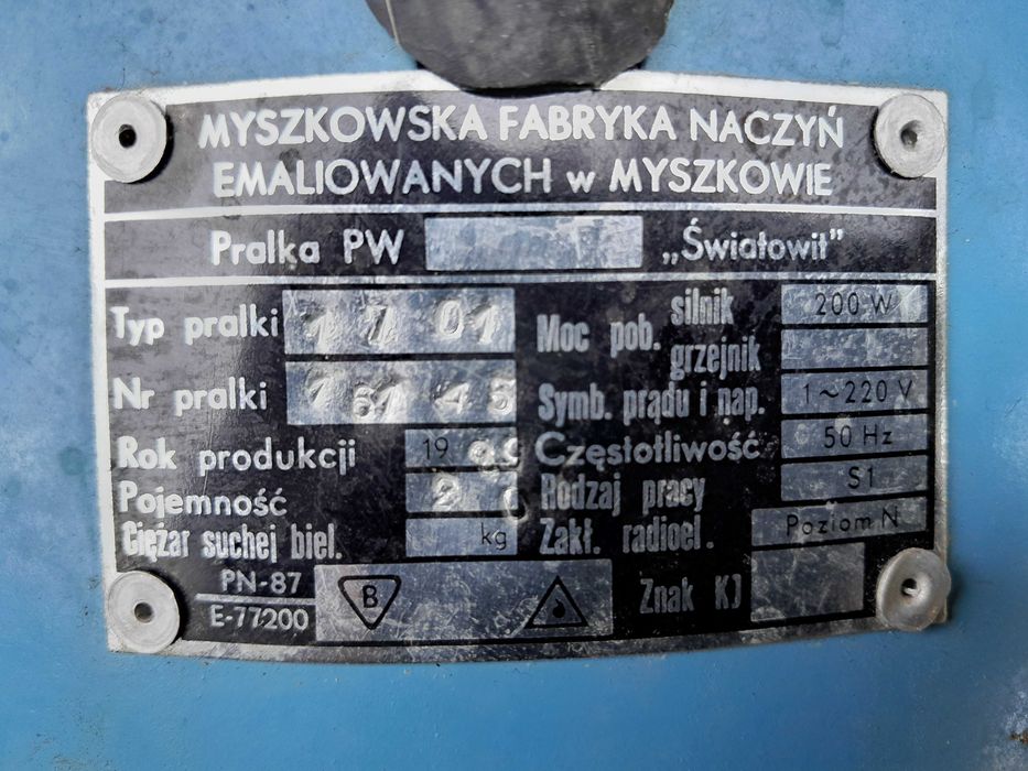 Pralka wirnikowa typu "Frania"