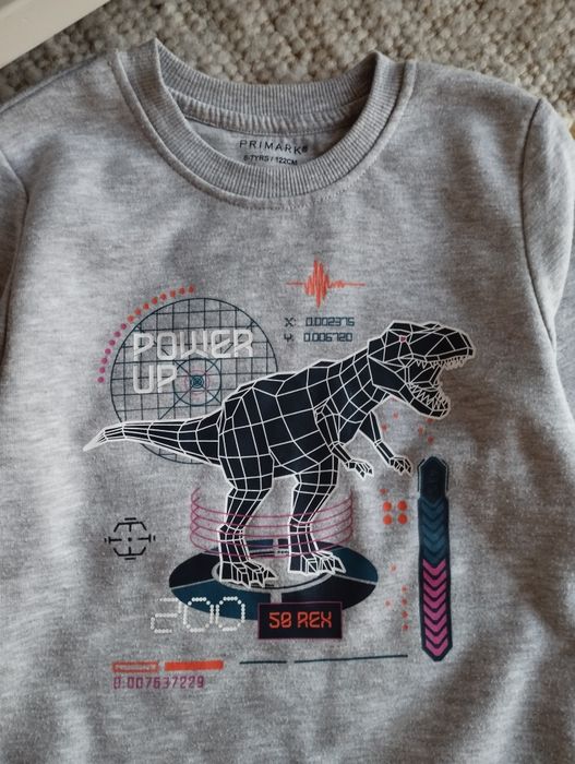 122cm bluza chłopięca dinozaur, szara bluza