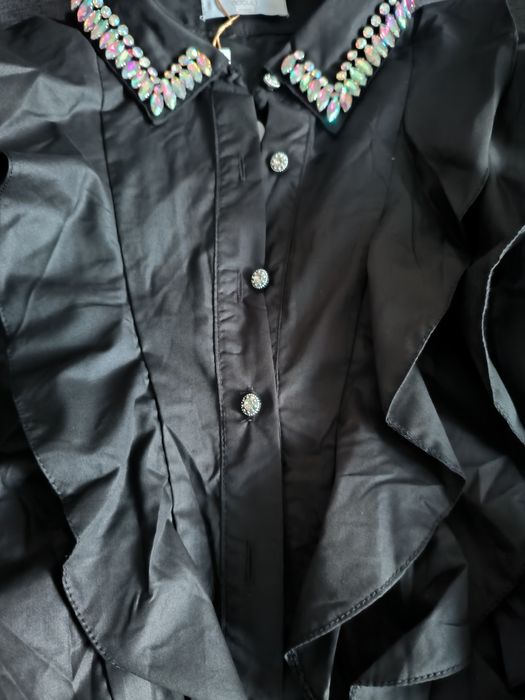 Koszula damska włoska bogato zdobiona S M