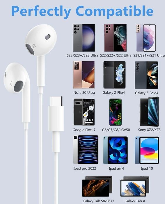 2 pary słuchawek USB C do Galaxy S23 S22 S21 Ultra