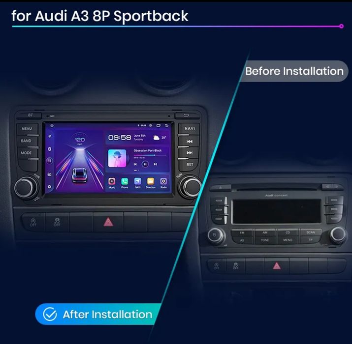 Rádio android Auto e Carplay Audi A3 8P S3 RS3 DSP GPS 2/32GB SELADO
