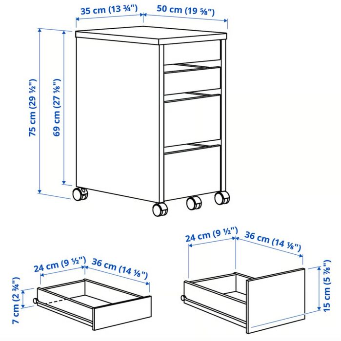 Secretária mais módulo de gavetas MICKE/Ikea