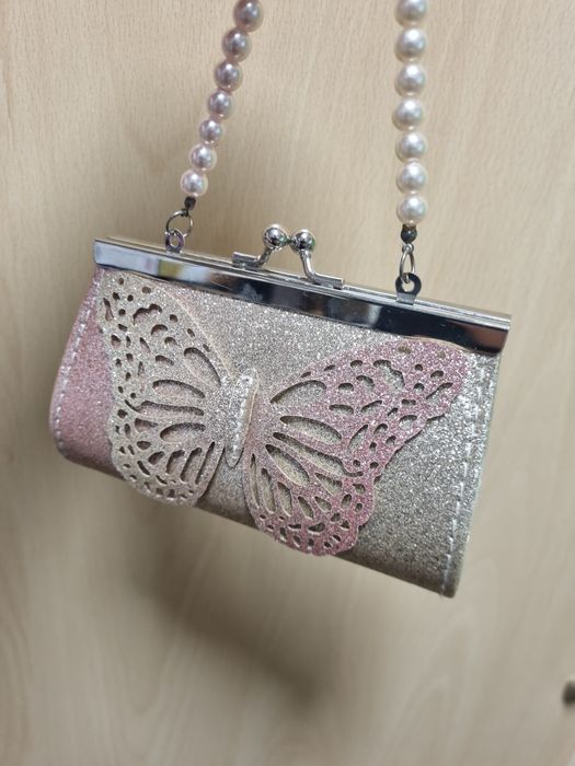 Torebka dziewczeca Monsoon brokatowa  elegancka  motyl