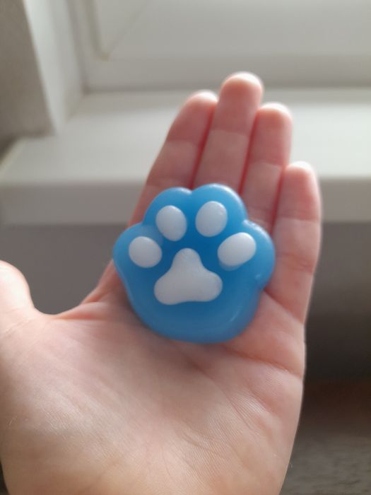 Таба лапка синього кольору з білими подушечками