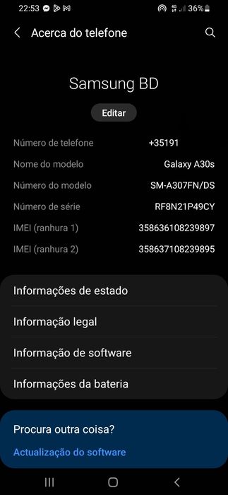 Samsung Galaxy A30s 64G vendo ou troco