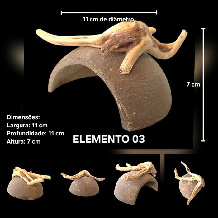 Elementos Naturais para Aquário – Casca de Coco com Tronco e Anúbia