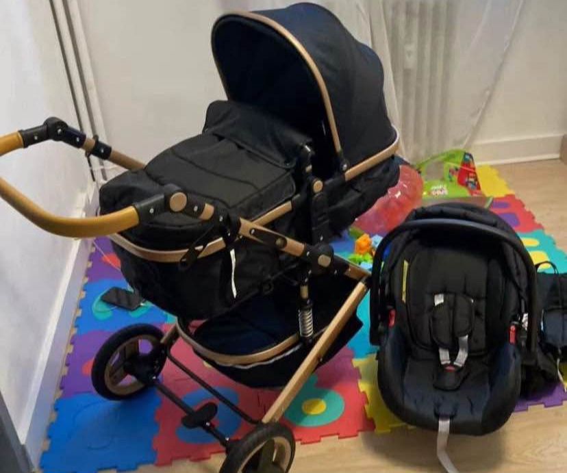Carrinho de bebé 3 em 1 novo - Preto