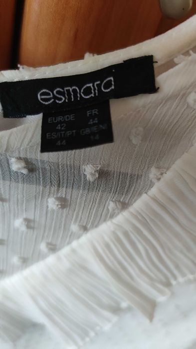 Biała elegancka bluzka z długim rękawem, r. 42