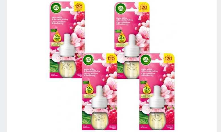 4 x Air Wick wkład elektryczny 19 ml  ODŚWIEŻACZA Kwiat Wiśni +GRATIS