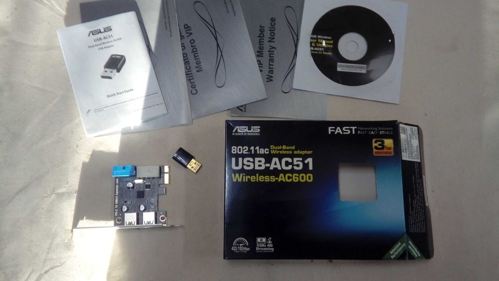Karta sieciowa bezprzewodowa ASUS USB-AC51 + hub USB 3.0 PCI Express