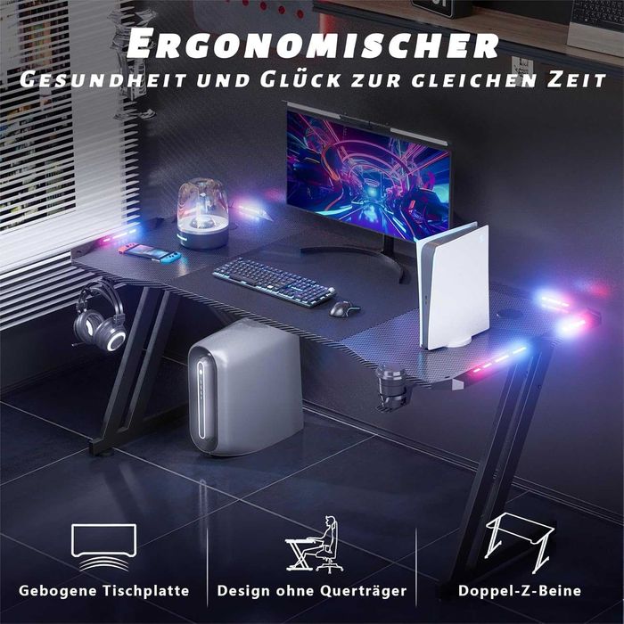 Nowe biurko gamingowe / LED / 120x60 / blat /stół / stelaż / R159!