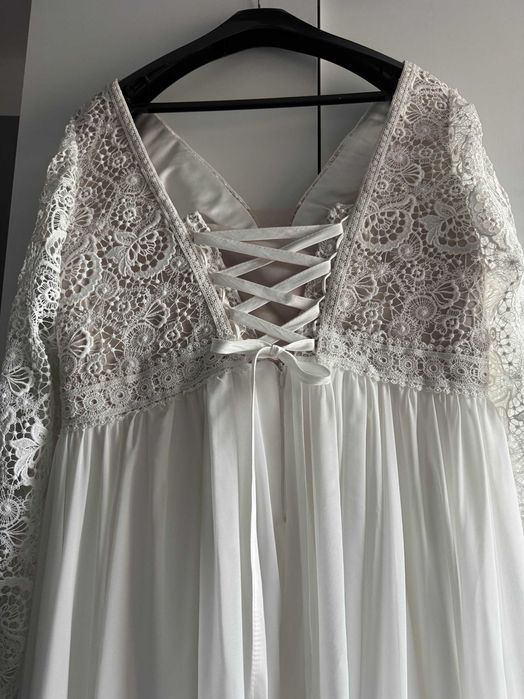 Wyjątkowa suknia ślubna Boho plus size (wiązana, wiele rozmiarów)