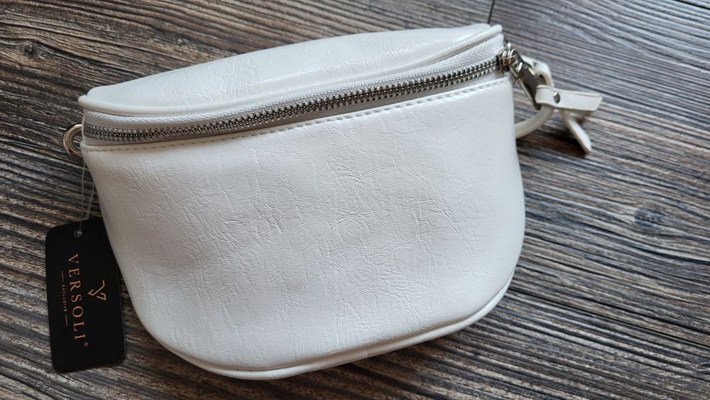 NOWA, Mała, biała, torebka, VERSOLI, nerka, listonoszka, saszetka