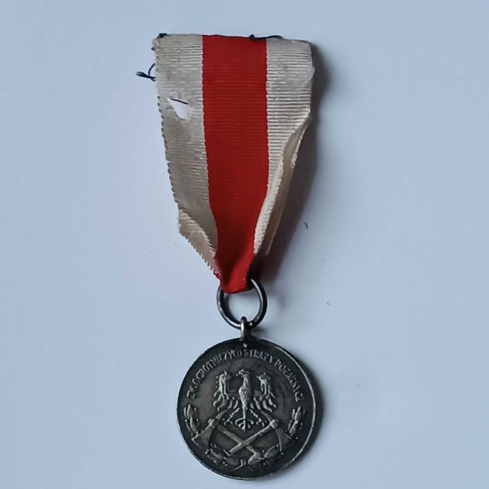 Medal Za Zasługi Dla Pożarnictwa PRL z Wstążką Oryginał