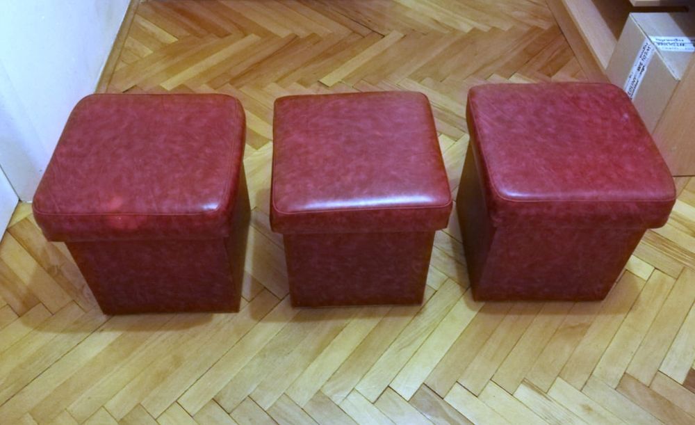 3 otwierane puffy z ekoskóry