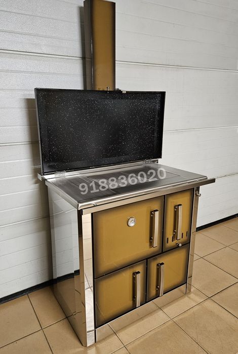 Fogão Lenha INOX Cor Castanho - NOVOS - Fabrico Nacional