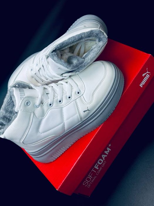 999 грн! Женские теплые хайтопы Puma/ кожаные зимние кроссовки Пума