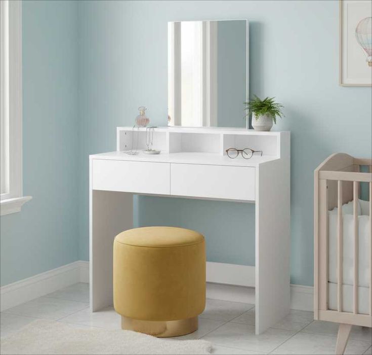 NOWA Biała Toaletka Z Dużym Lustrem Dla Dziewczynki Biurko Komoda FV