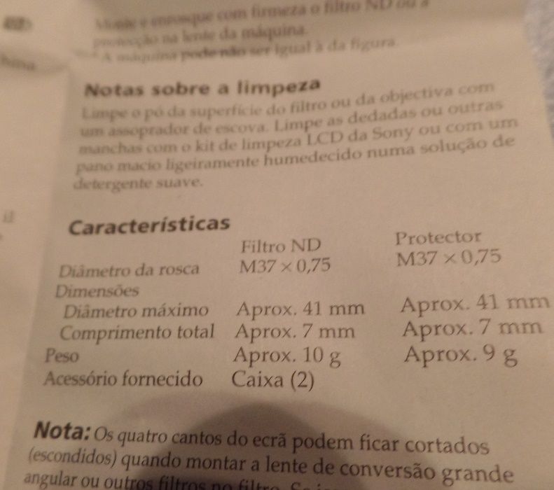 Sony Kit ND Filtro vf-r37nk Novo (683)