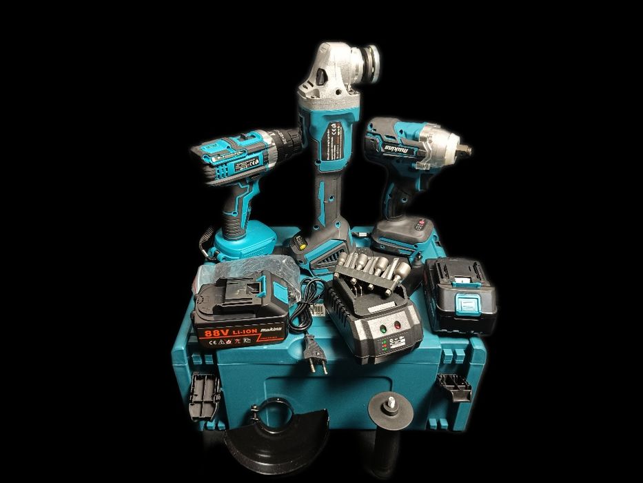 Kit 3 Máquinas (Novo) | Berbequim + Impacto + Rebarbadora | Comp. Maki