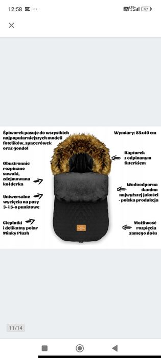 Śpiworek do wózka , gondoli fotelika