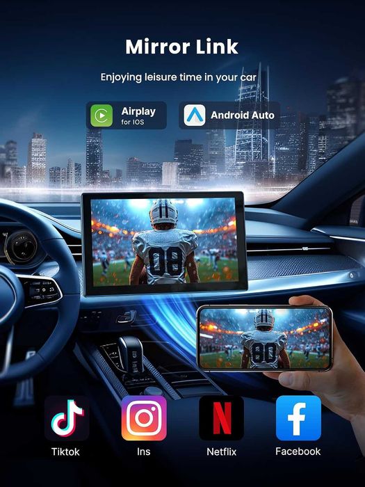 Bezprzewodowy Ekran Carplay & Android Auto Jzones 9" z Kamerą 4K
