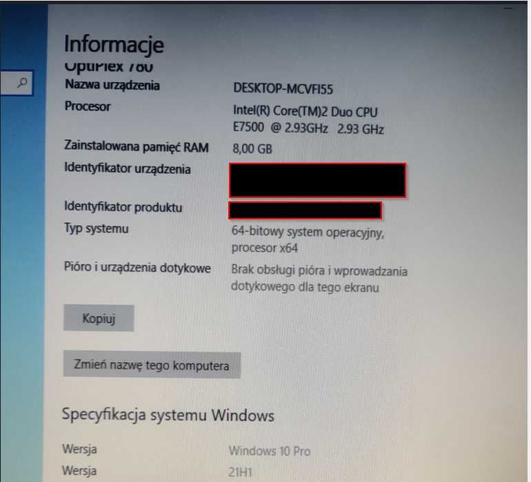 Super zestaw, mało używany: Dell Optiplex 780 (Win10) +mysz/klawiatura