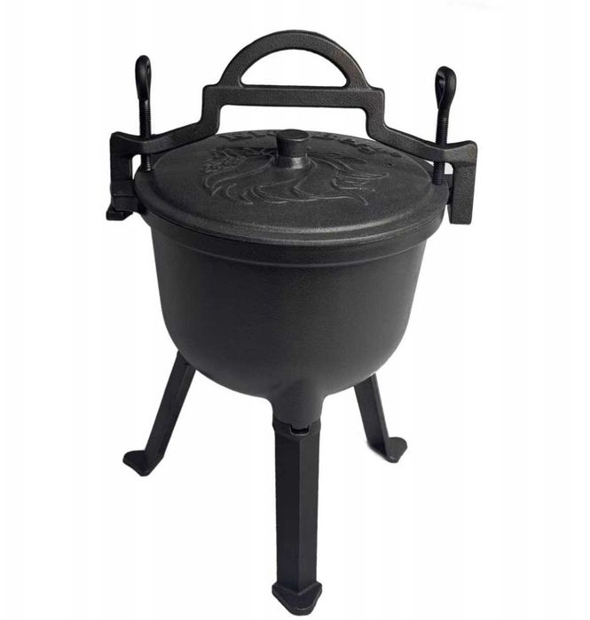 Kociołek Żeliwny Turystyczny Grill Emaliowany Środek 5 L pojemności