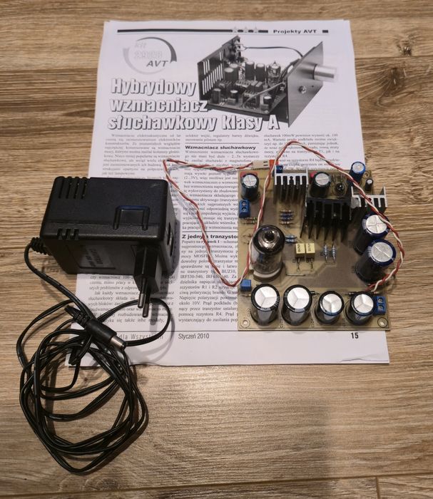 Hybrydowy wzmacniacz słuchawkowy klasy A lampowy DIY