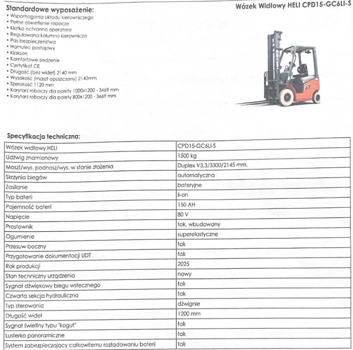Wózek  widłowy  2025r.