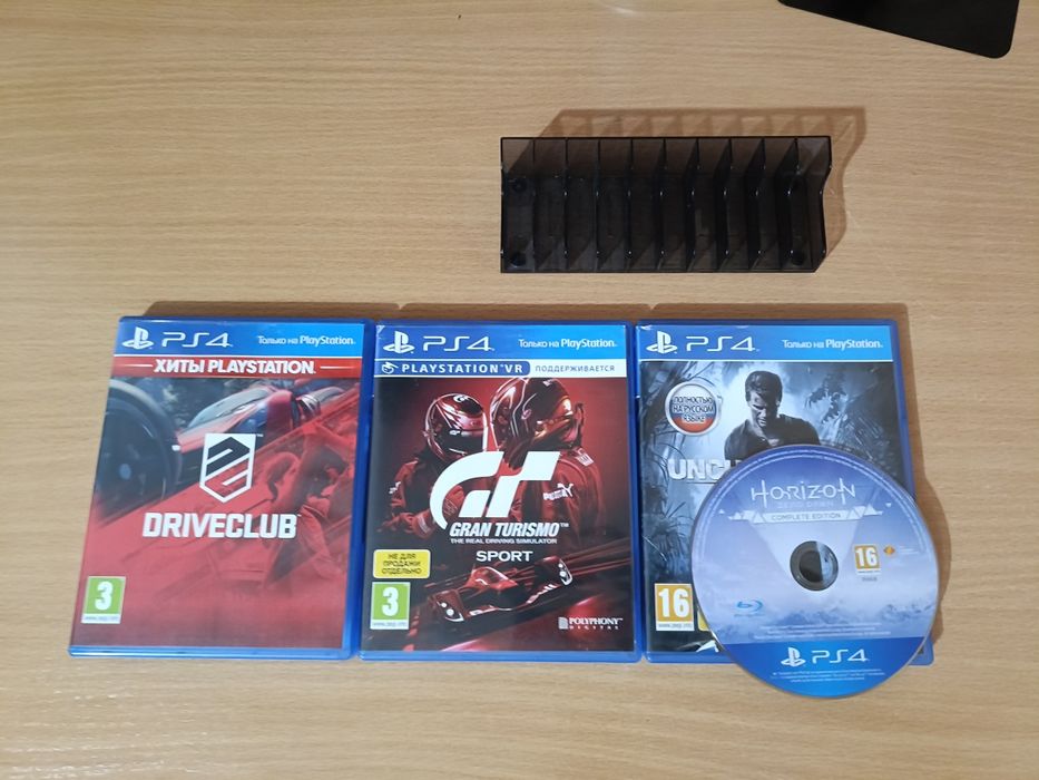 Диски для PS 4. Driveclub, Gran turismo sport, Uncharted 4,Horizon