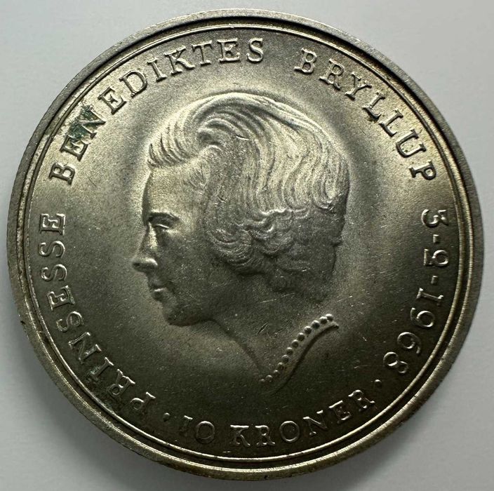 10 крон 1968, Данія. СРІБЛО