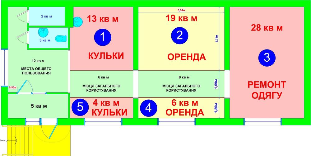 19 та 6 м2 оренда площ вільного призначення 1-й Урлівська/Позняки