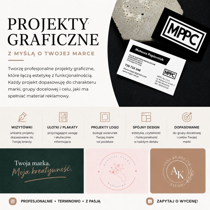 Projekty graficzne canva | wizytówki | ebook | strony www