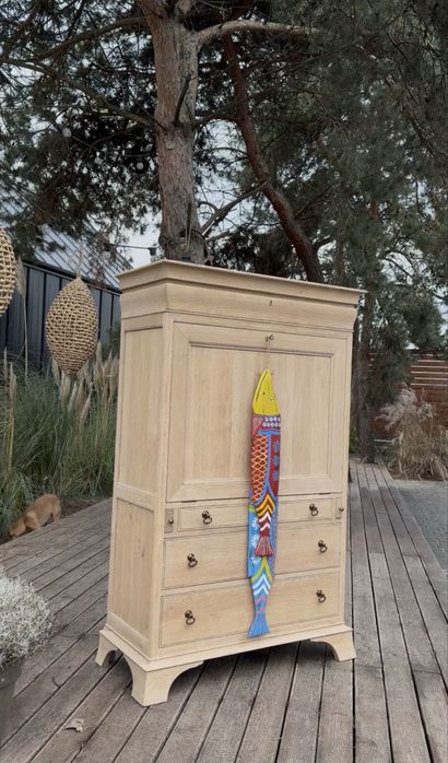 Komoda - sekretarzyk z litego dębu , stan surowy