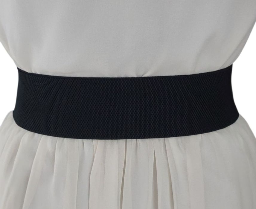 Elastyczny czarny szeroki pasek damski