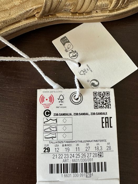 Босоніжки дитячі Zara р. 29 (17,4 см)