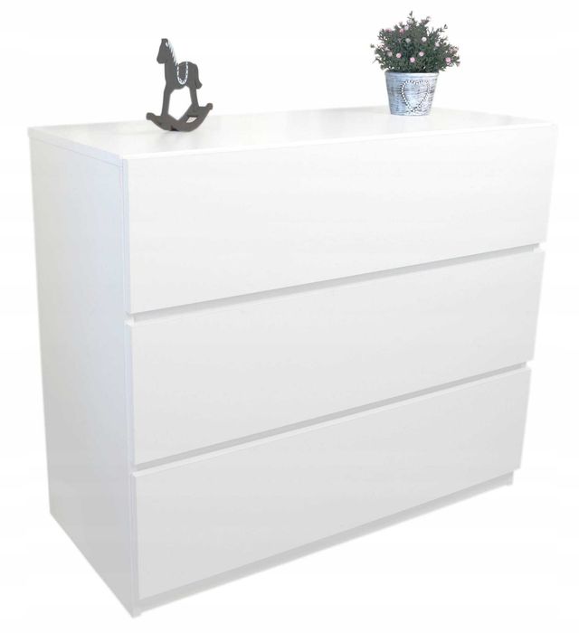 Komoda z 3szufladami new design i funkcjonalność Biały połysk 90x79x50