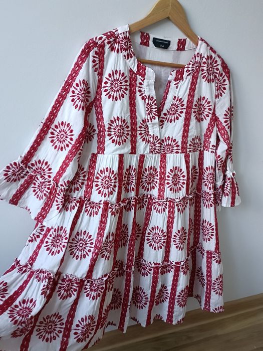 Sukienka oversize nowa biała z haftem boho letnia babydoll S M