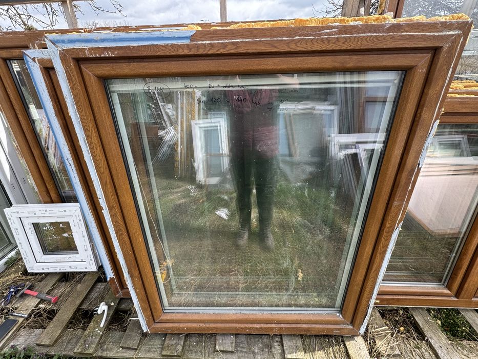 1x okno 120x140 zloty dab biale rozwierno uchylne sklad okien wysylka