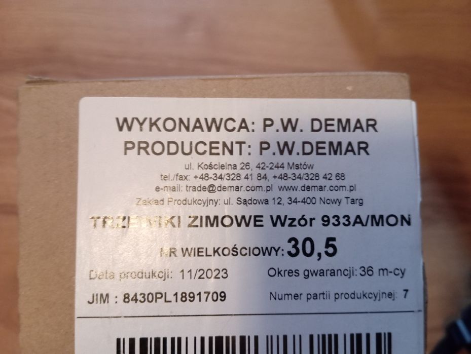 Trzewiki zimowe wojskowe rozm. 30,5 wzór 933A