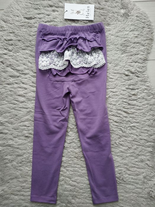 Nowe legginsy z falbankami/fioletowe/koronka/Helen/r.104