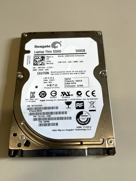 Dysk Hybrydowy SSHD Seagate 500GB 2.5'' | Laptop Thin / PS4 (2667)