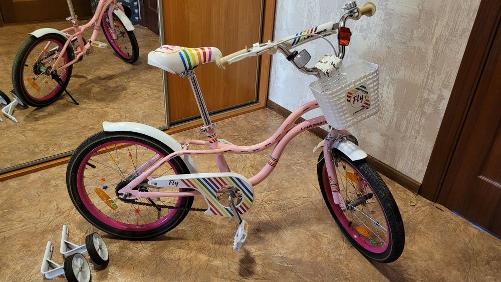ВЕЛОСИПЕД для дівчинки Fly Like2bike 18" + дод.колесики+ Подарунок
