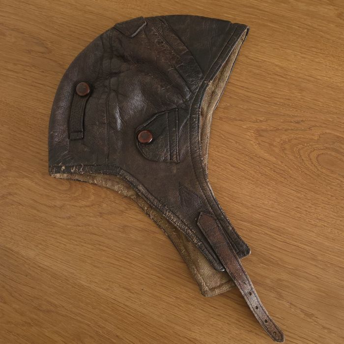 Czapka pilotka skóra vintage oryginał