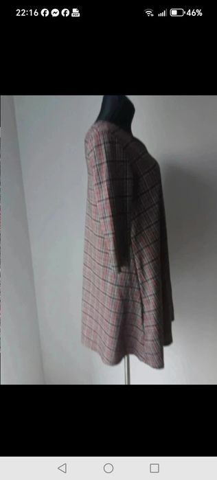 Sukienka rozkloszowana kratka pepitka S 36