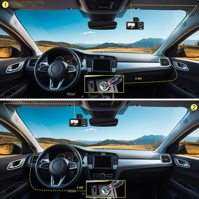 Câmara automotiva HD DashCam Lente dupla gravação WI-FI Novo