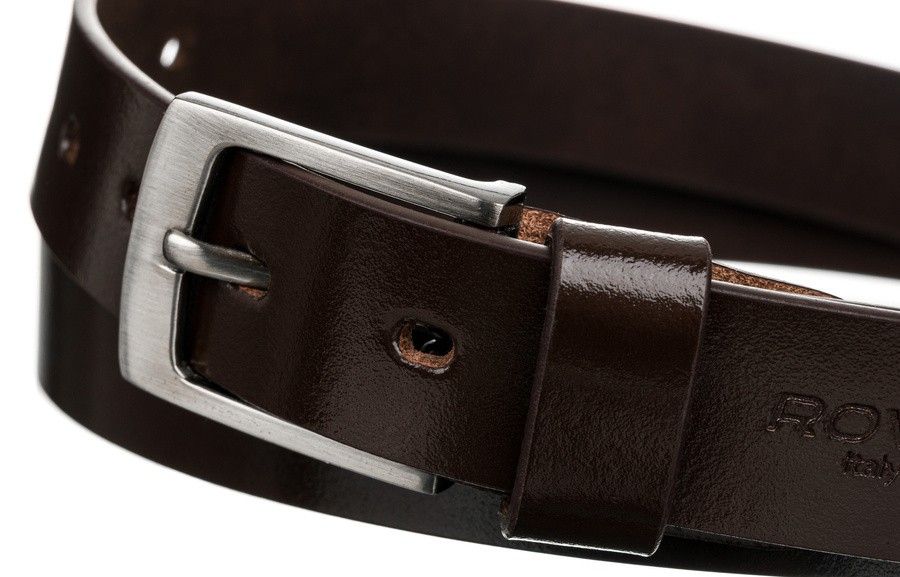 wąski pasek męski z polerowanej skóry naturalnej licowej - rovicky 110